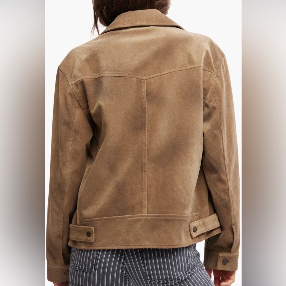 New! Free People Faux Suede Boxy Trucker Jacket Chore Coat - Picture 4 of 10